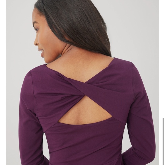 NWT Pact Organic Cotton Fit & Flare Open Twist Back Midi Dress With Pockets - Picture 7 of 12